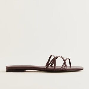 Reformation Wagner Strappy Flat Sandal Espresso Leather Size 8